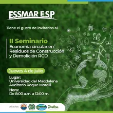 Essmar E.S.P. realizará II Seminario de Economía Circular –Residuos de Construcción y Demolición -RCD-